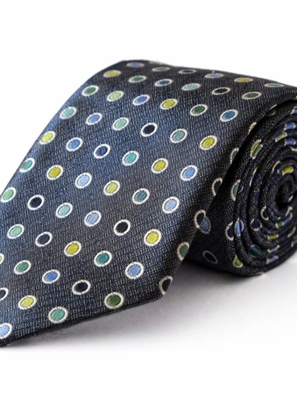 Roberto Villini Couture Silk Tie Gray Blue Polka Dot Luxury Necktie